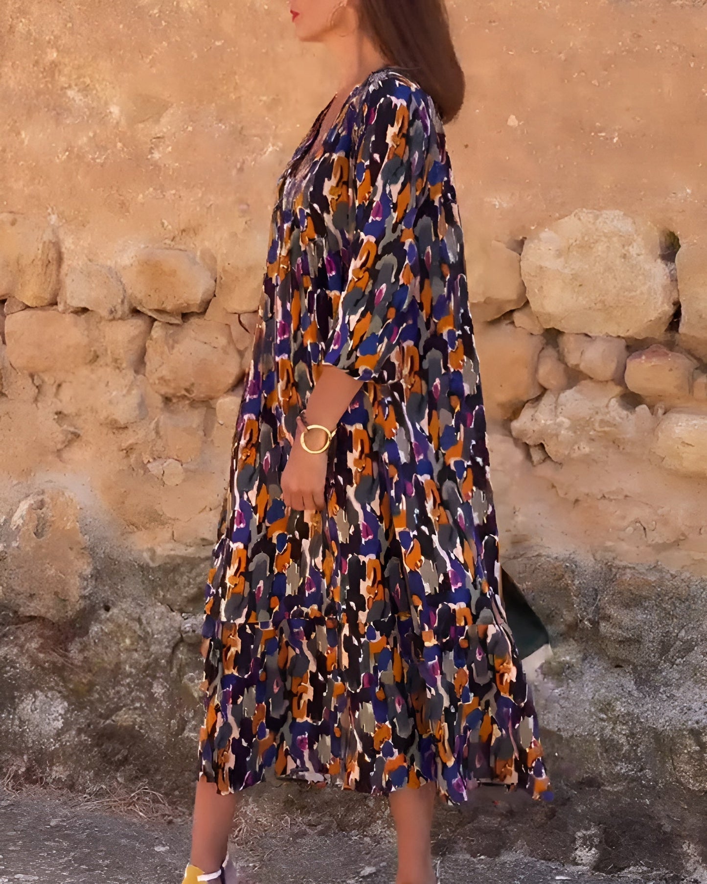 Anaëlle™ | Robe Rétro Imprimée à Col en V