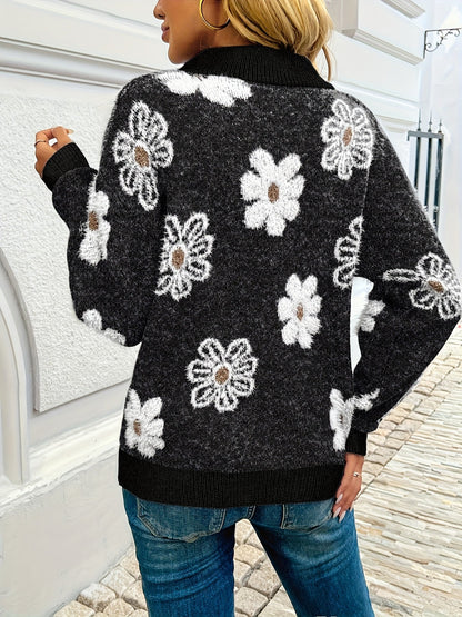 Monique™ – Cardigan fleuri doux intemporel élégant