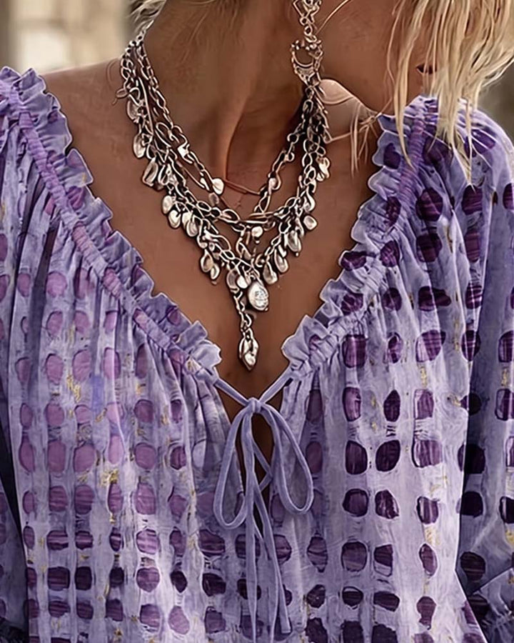 Iris™ | Blouse à Pois avec Col en V