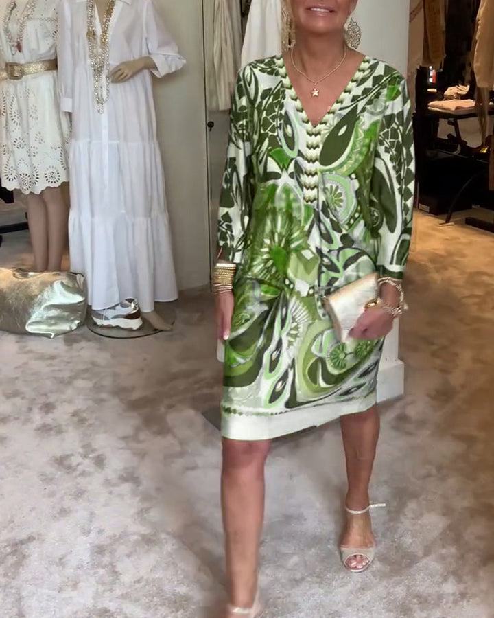 Morganne™ | Robe Imprimée à Col en V