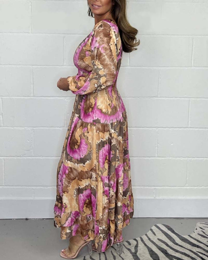 Élodie™ | Robe Longue Colorée à Décolleté en V Profond