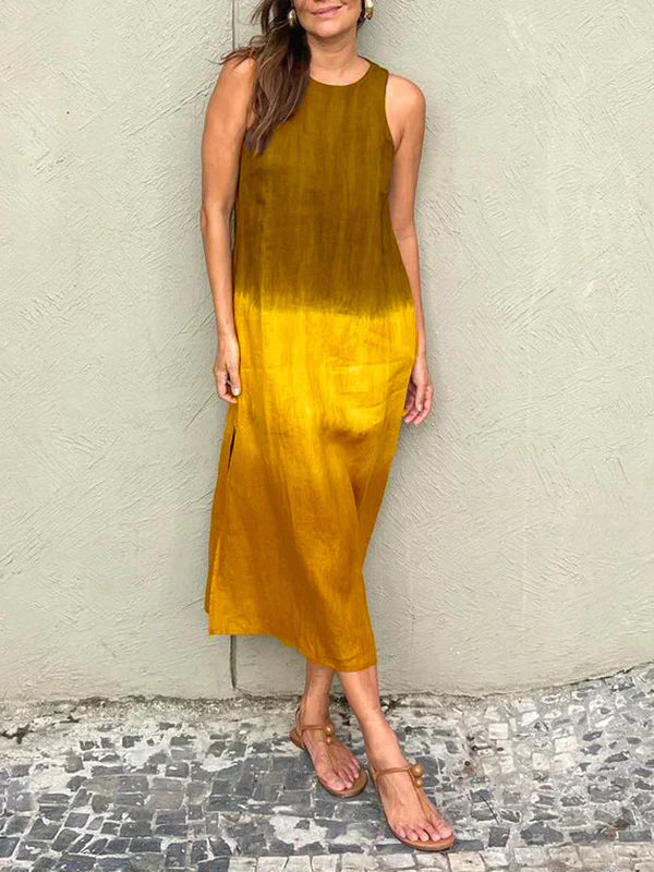Éloane™ | Robe en Coton et Lin à Imprimé Naturel