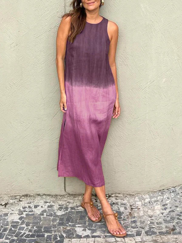 Éloane™ | Robe en Coton et Lin à Imprimé Naturel
