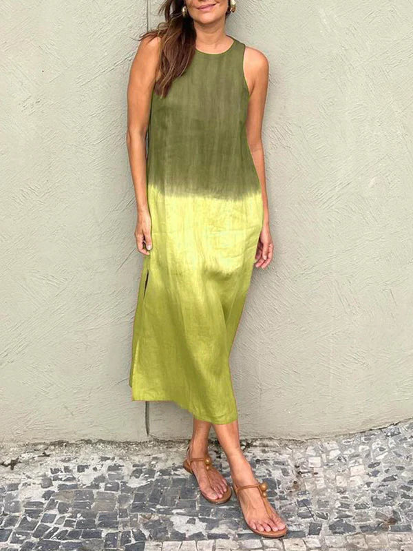 Éloane™ | Robe en Coton et Lin à Imprimé Naturel
