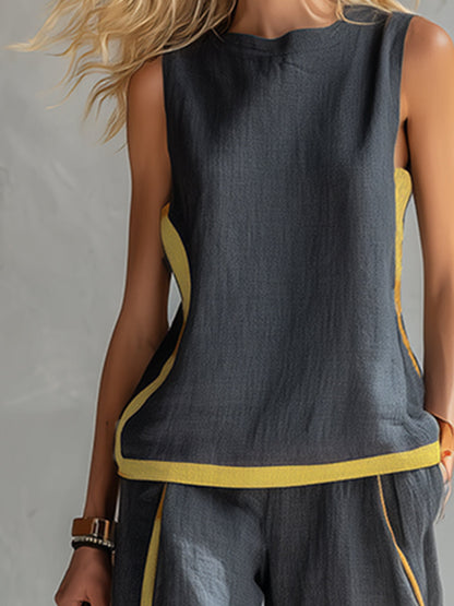 Leila Ensemble Élégant en Coton et Lin