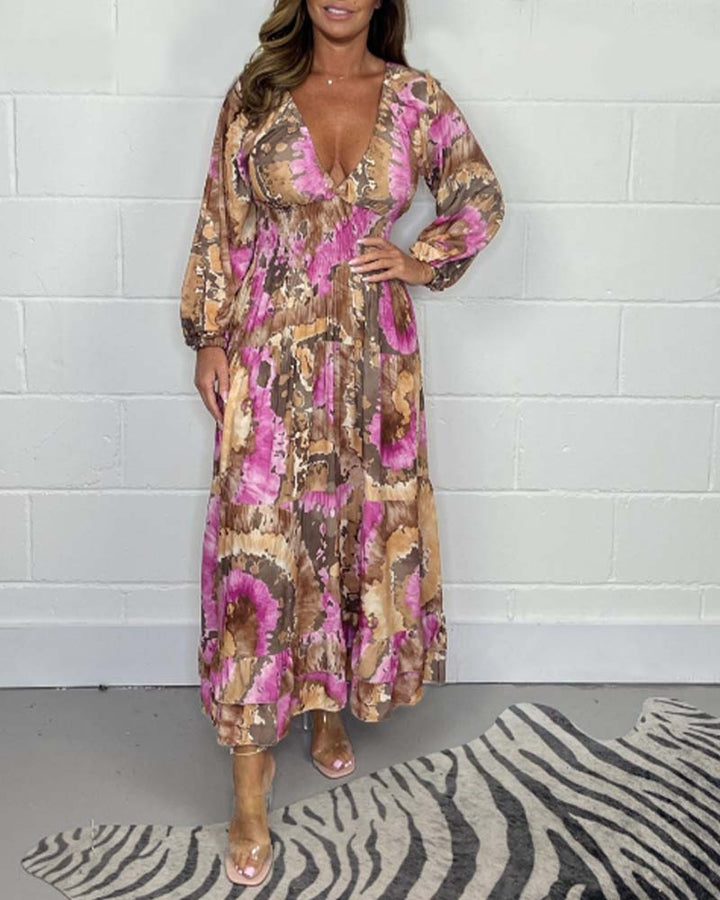 Élodie™ | Robe Longue Colorée à Décolleté en V Profond