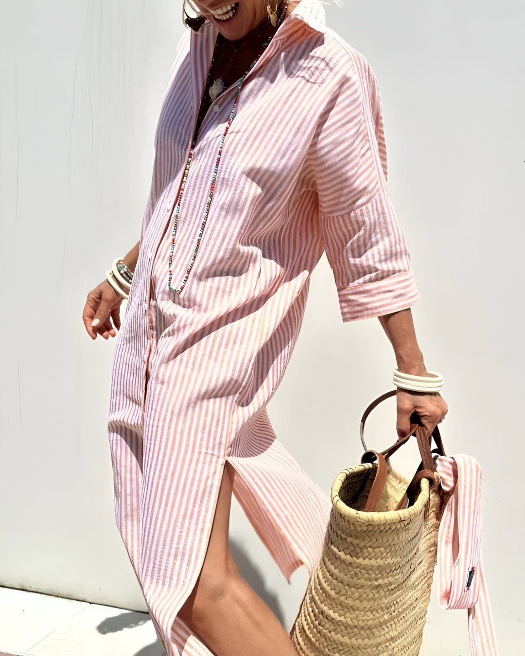 Vivienne™ | Élégante Robe Chemise à Rayures