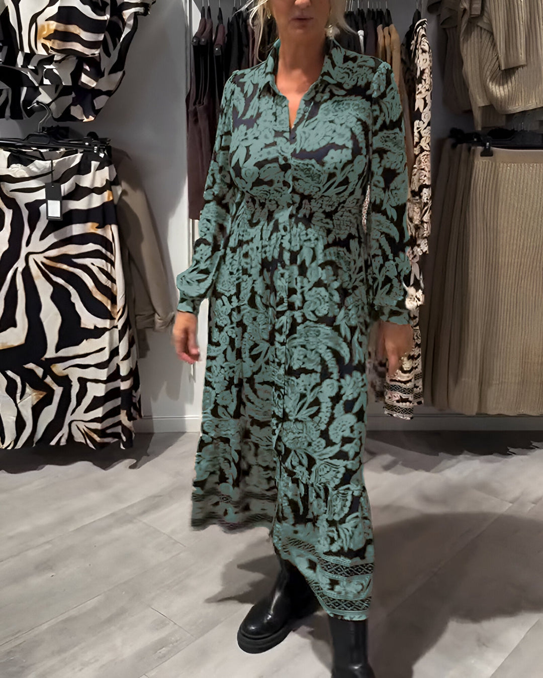 Marisse™ | Robe Midi à Imprimé et Col en V