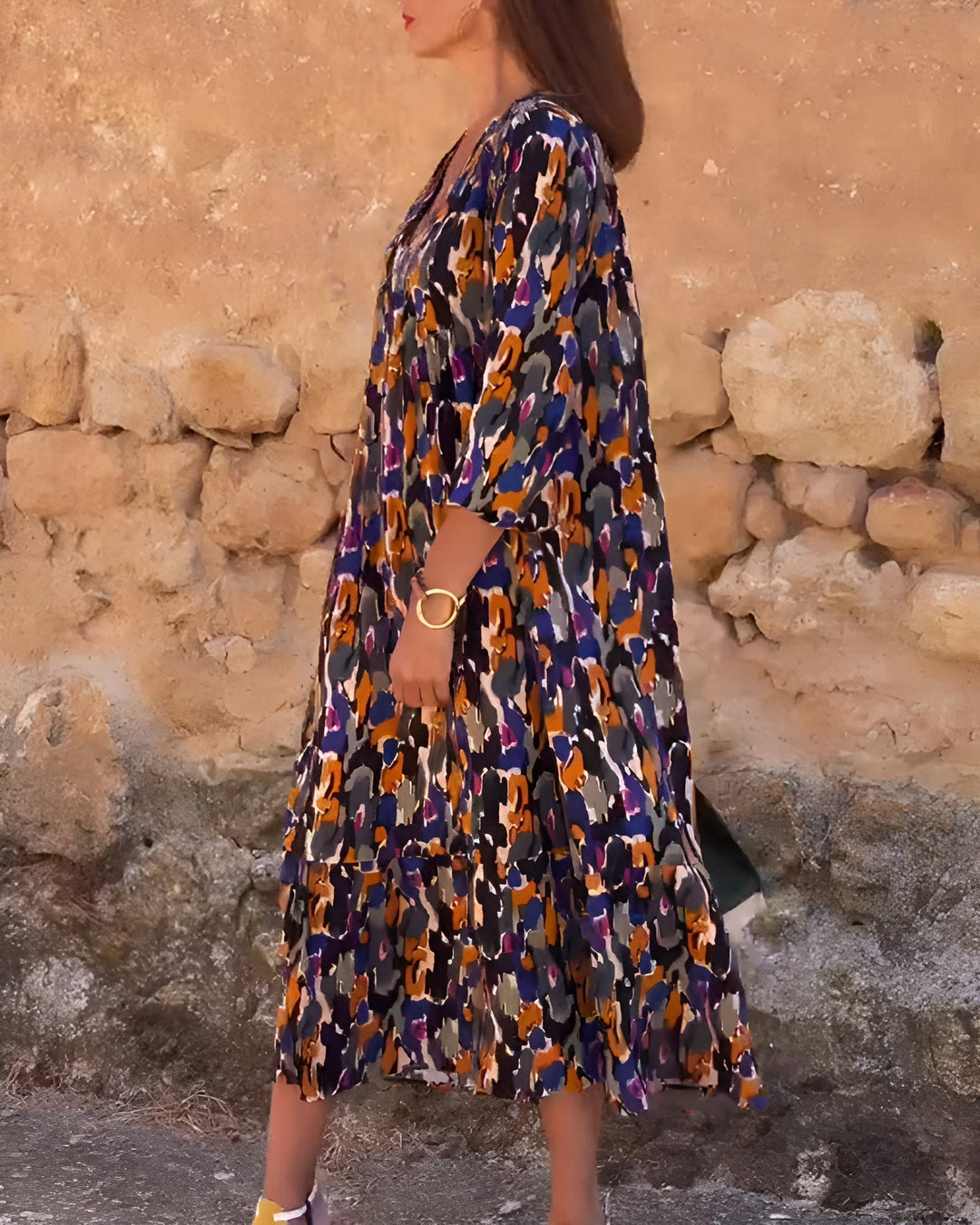 Anaëlle™ | Robe Rétro Imprimée à Col en V