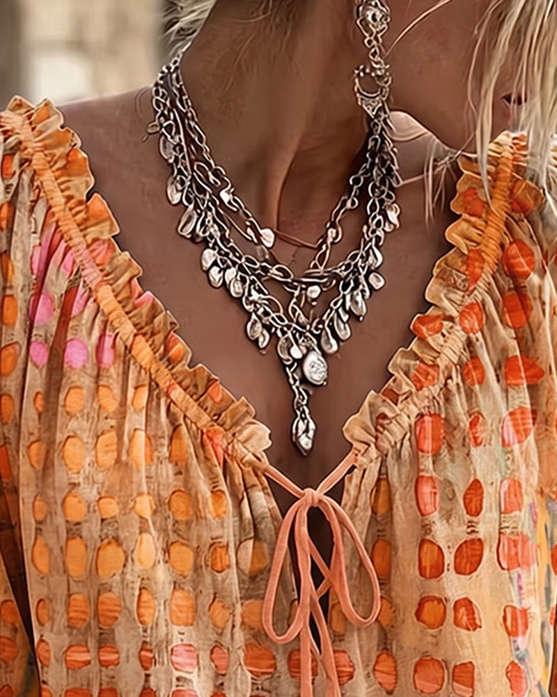 Iris™ | Blouse à Pois avec Col en V