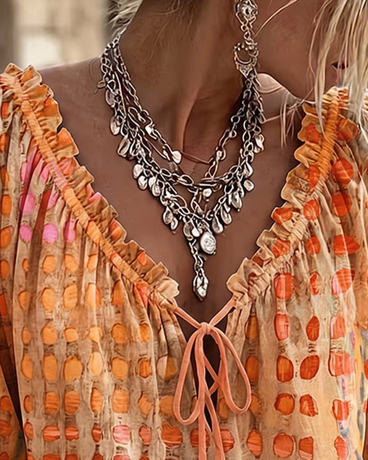 Iris™ | Blouse à Pois avec Col en V