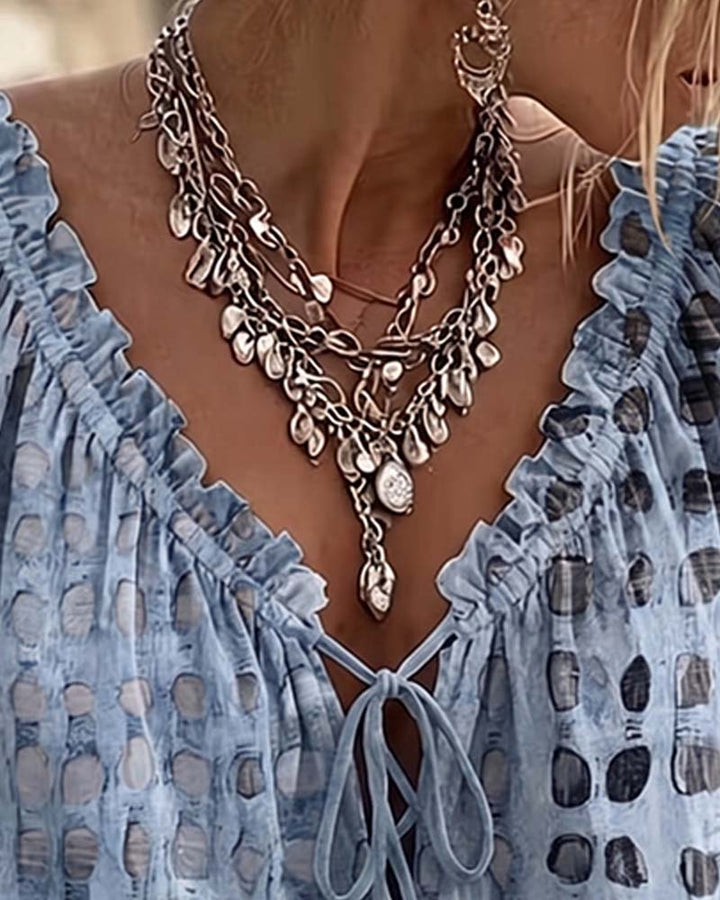 Iris™ | Blouse à Pois avec Col en V
