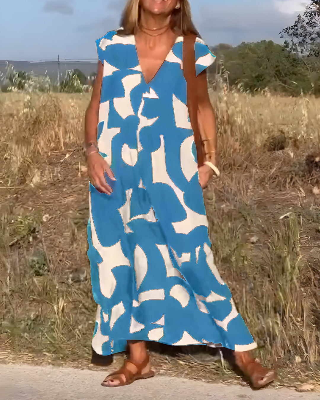 Jacqueline™ | Robe à Imprimé et Décolleté en V