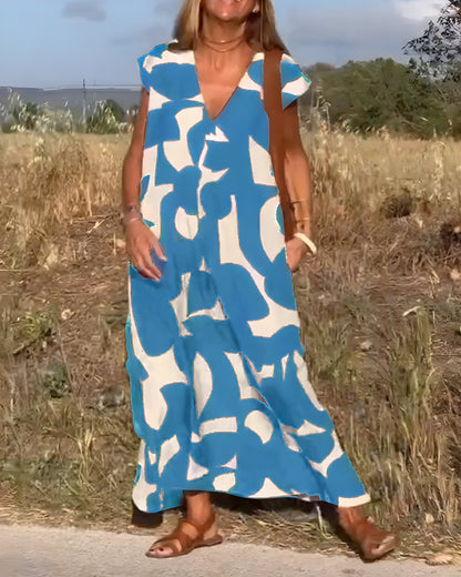 Jacqueline™ | Robe à Imprimé et Décolleté en V
