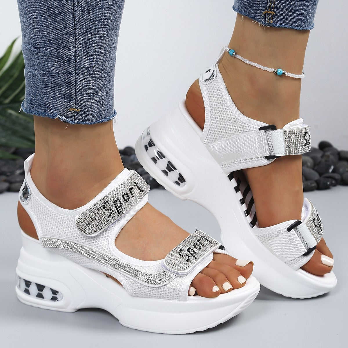 Selena | Sandales Plateforme Confort Élégant avec Strass