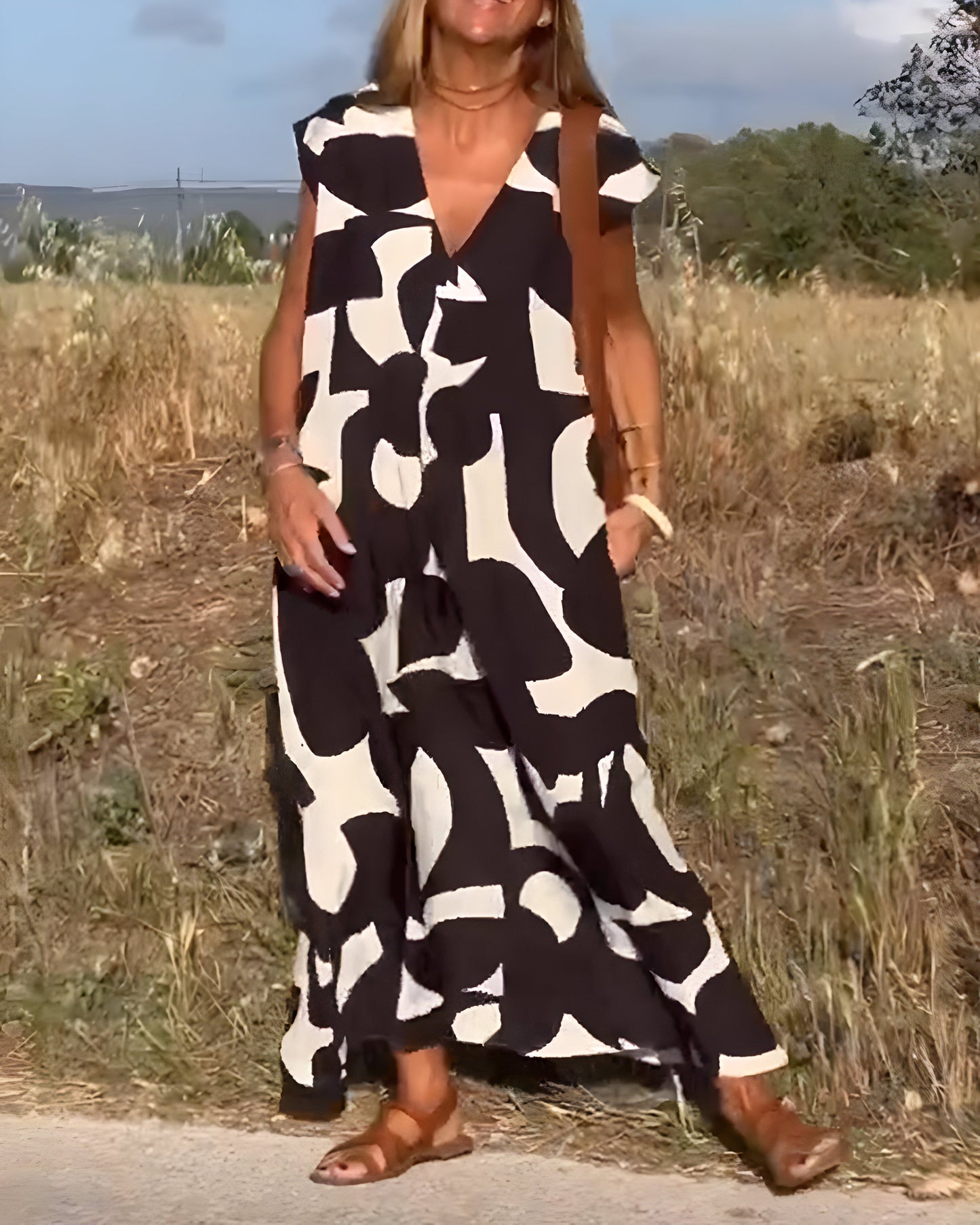 Jacqueline™ | Robe à Imprimé et Décolleté en V