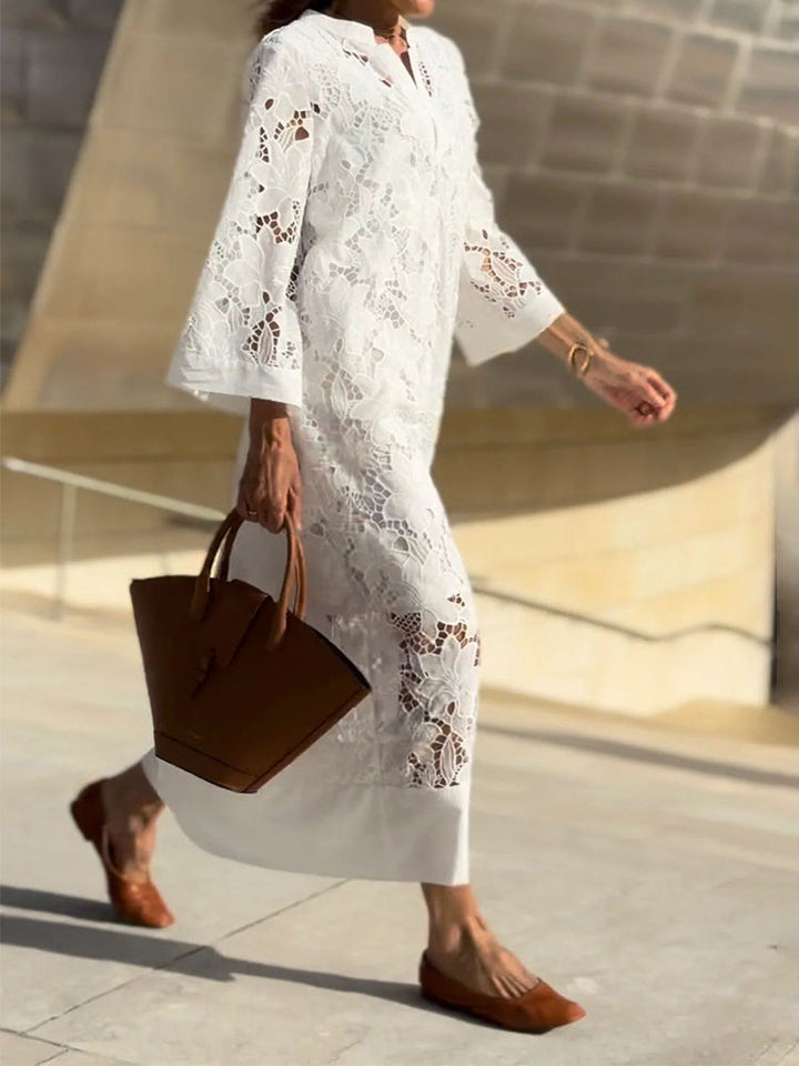 Véronique™ | Robe Midi Élégante à Broderie