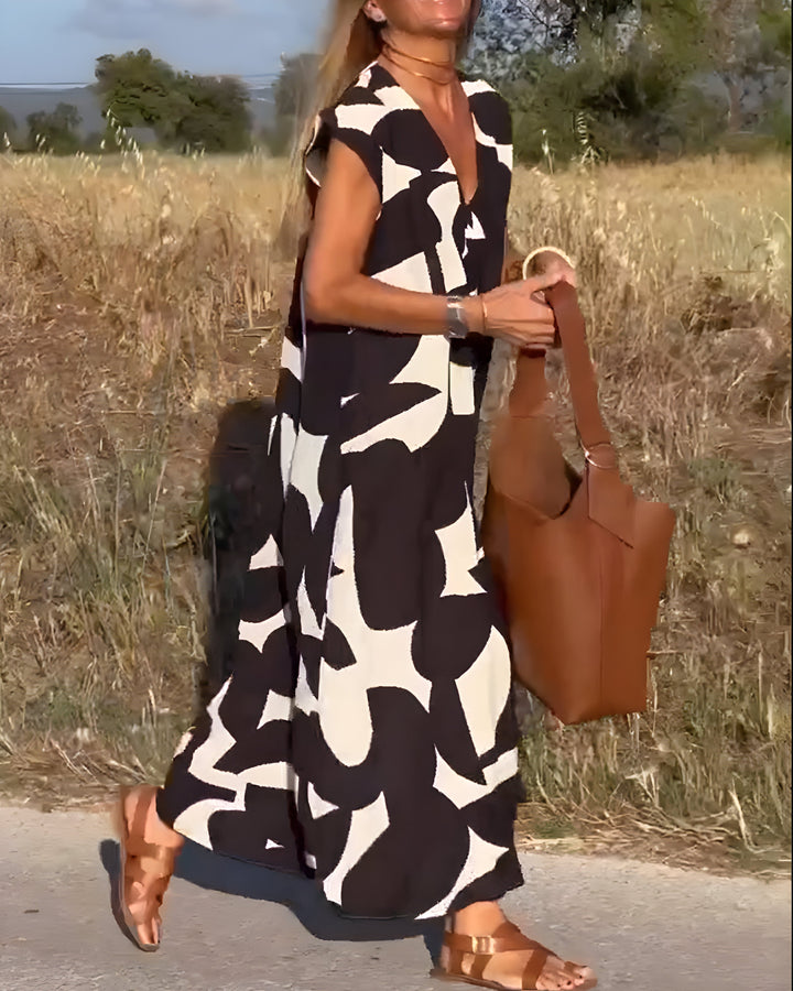 Jacqueline™ | Robe à Imprimé et Décolleté en V