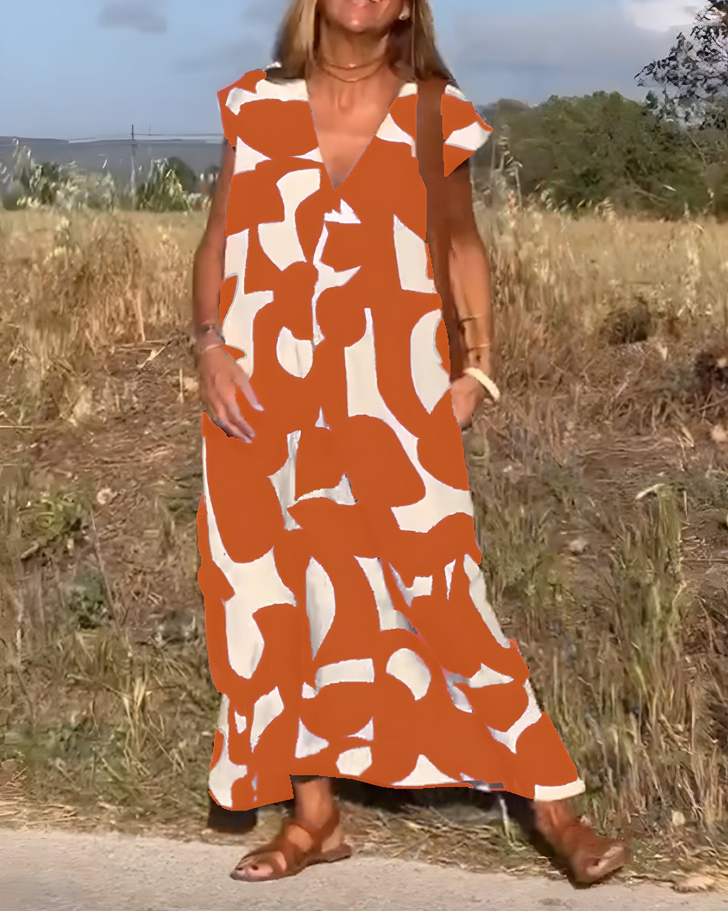 Jacqueline™ | Robe à Imprimé et Décolleté en V