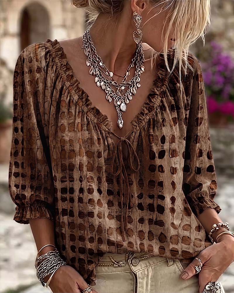 Iris™ | Blouse à Pois avec Col en V