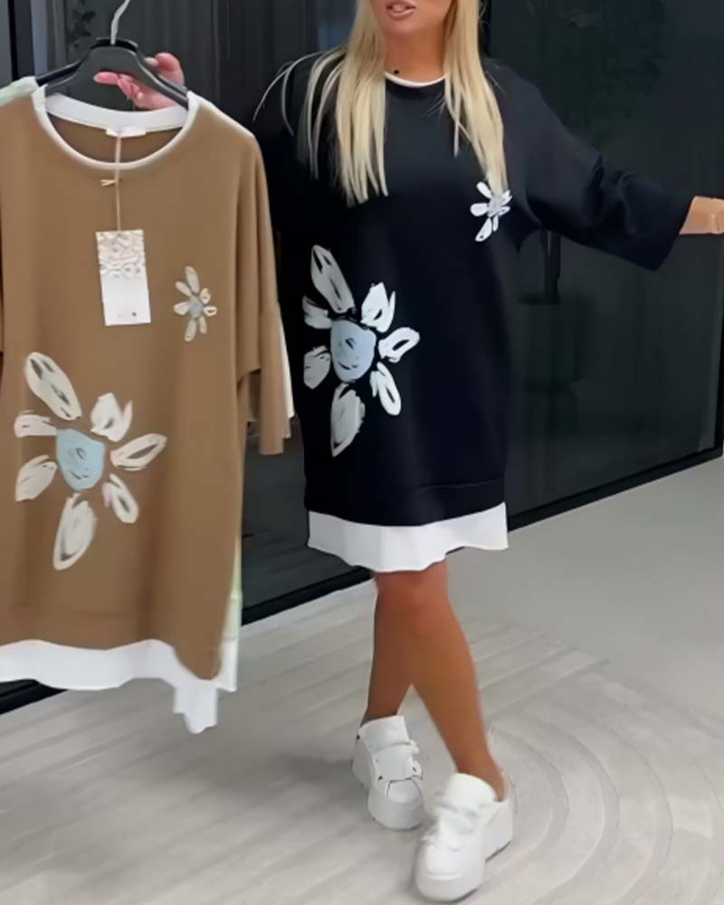 Esmee™ | Robe Sweatshirt Col Rond Imprimé Patchwork