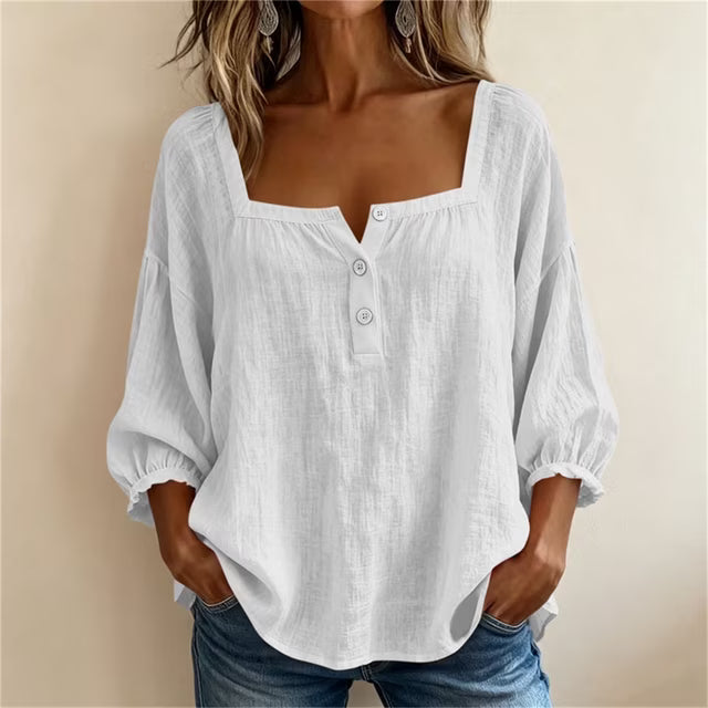 Fantine™ | Blouse Élégante à Encolure Carrée
