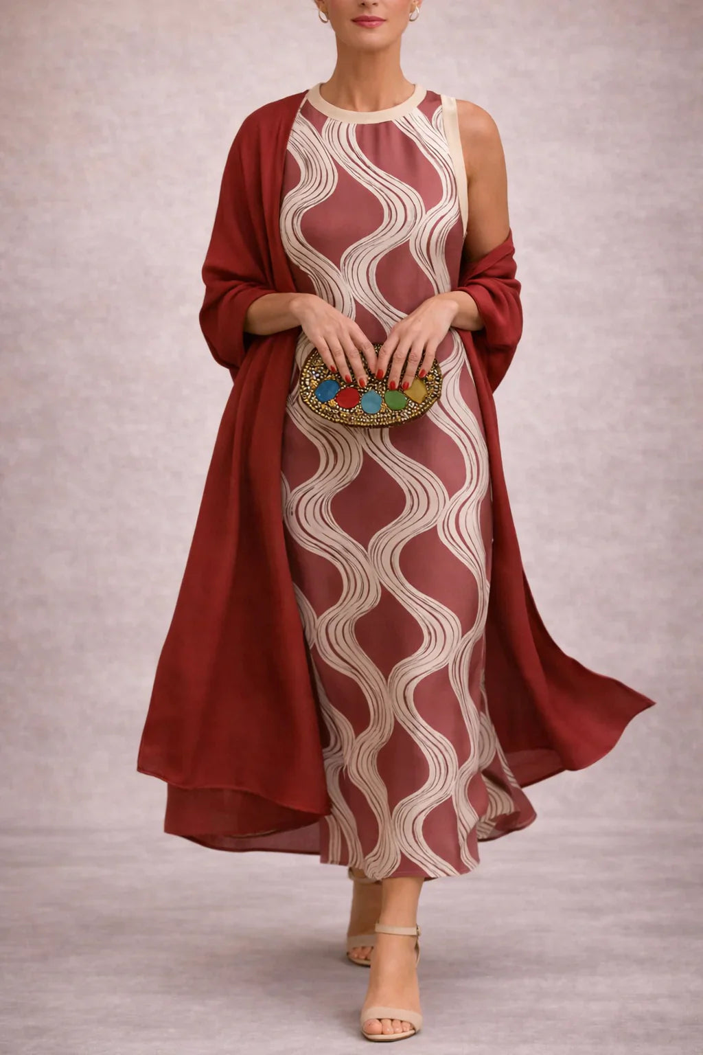 Eva™ | Robe Maxi avec Étole Assortie