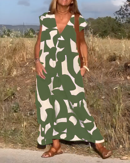 Jacqueline™ | Robe à Imprimé et Décolleté en V