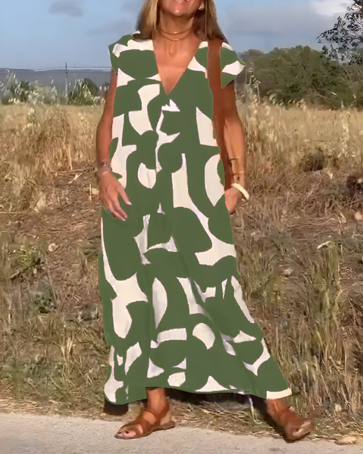 Jacqueline™ | Robe à Imprimé et Décolleté en V