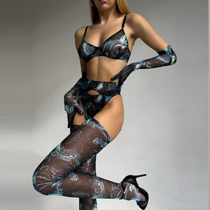 Amanda™ | Ensemble de lingerie tie-dye complet en 5 pièces