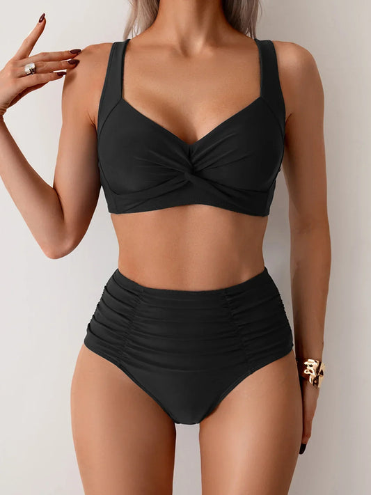 Nicoletta - Haut de Bikini Bandeau en Tissu Froissé