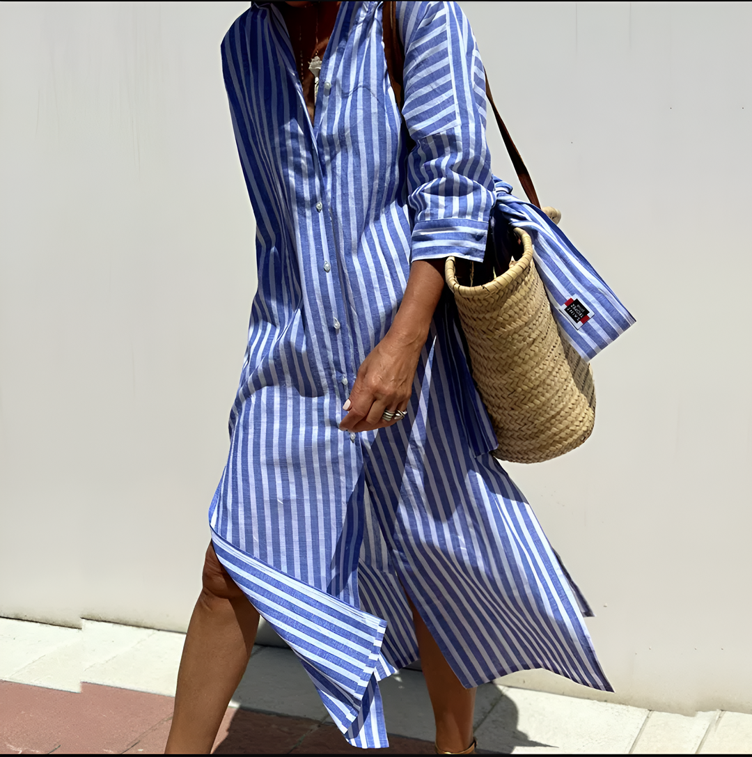 Vivienne™ | Élégante Robe Chemise à Rayures
