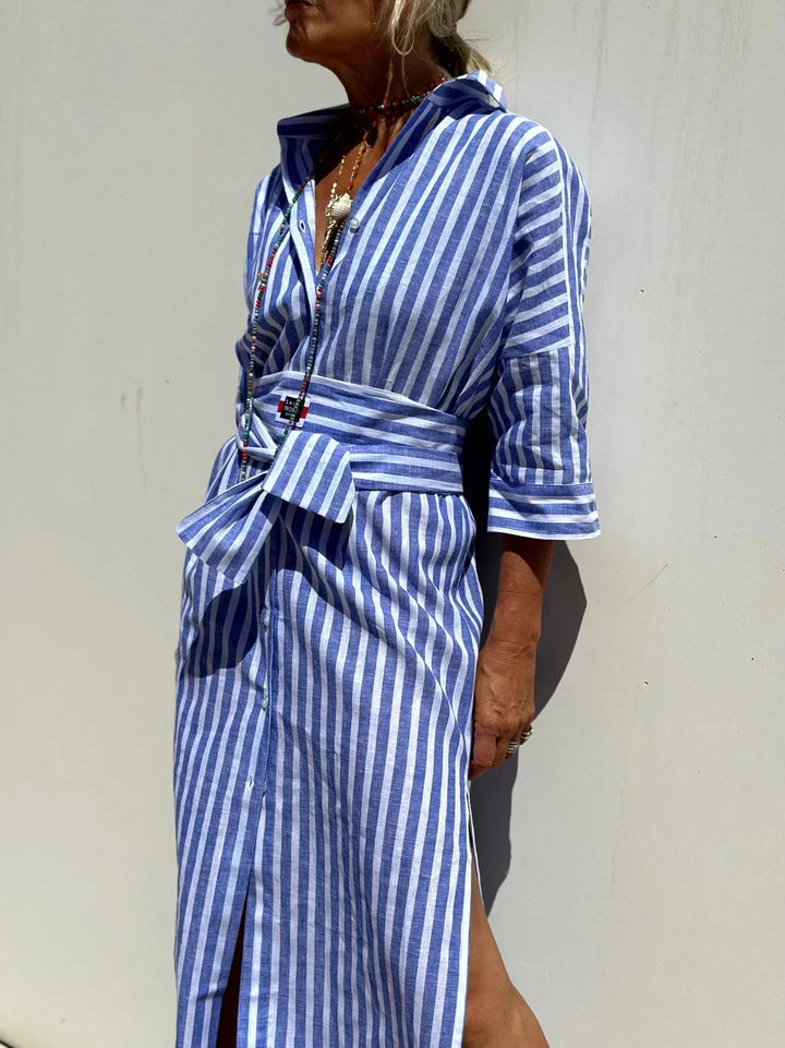 Vivienne™ | Élégante Robe Chemise à Rayures