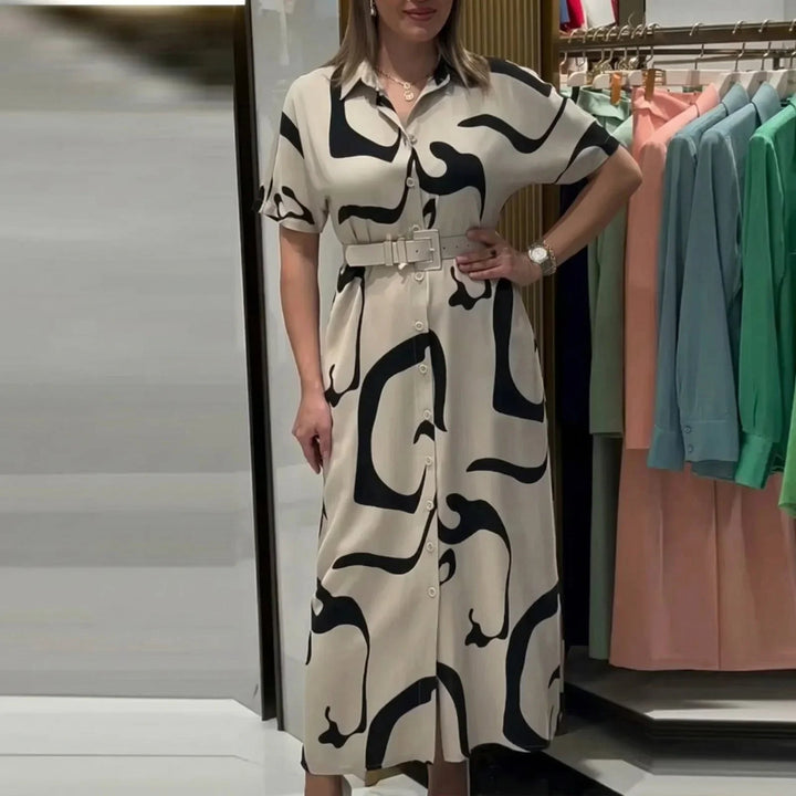 Ariane™ | Robe Chemise à Motifs avec Ceinture Ajustable