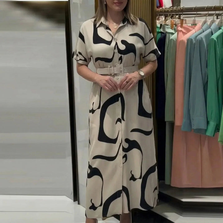 Ariane™ | Robe Chemise à Motifs avec Ceinture Ajustable