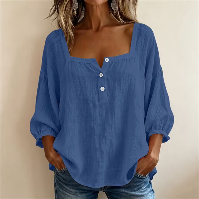 Fantine™ | Blouse Élégante à Encolure Carrée