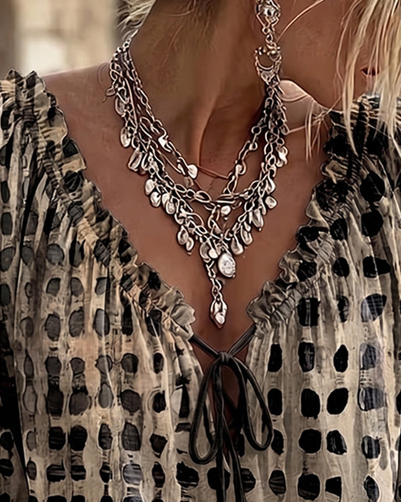 Iris™ | Blouse à Pois avec Col en V