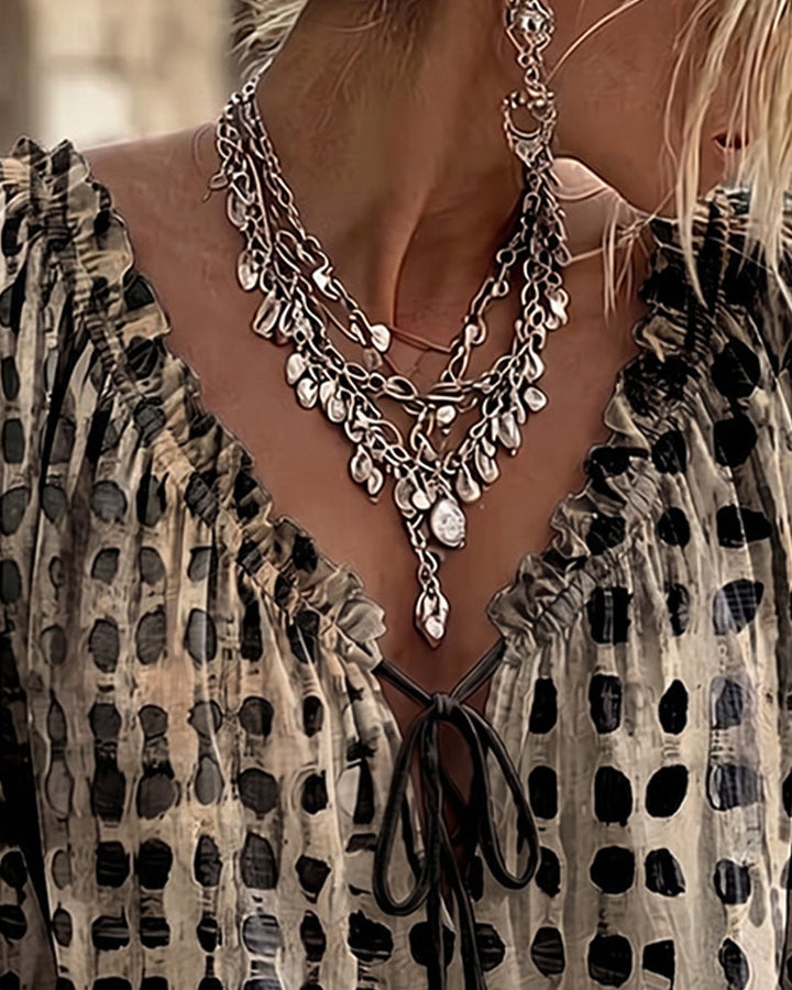 Iris™ | Blouse à Pois avec Col en V