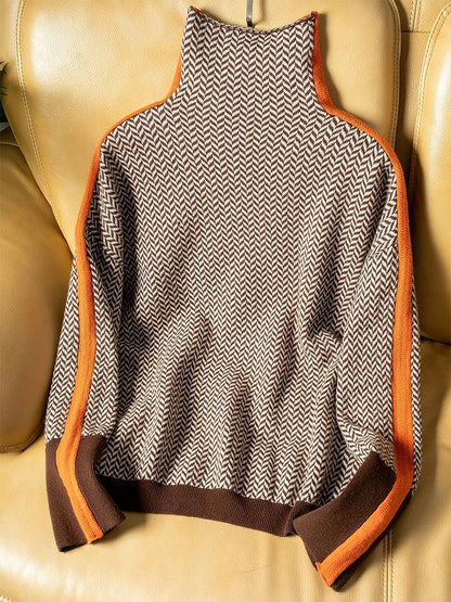 Clara™ | Pull à Col Roulé à Rayures Contrastées