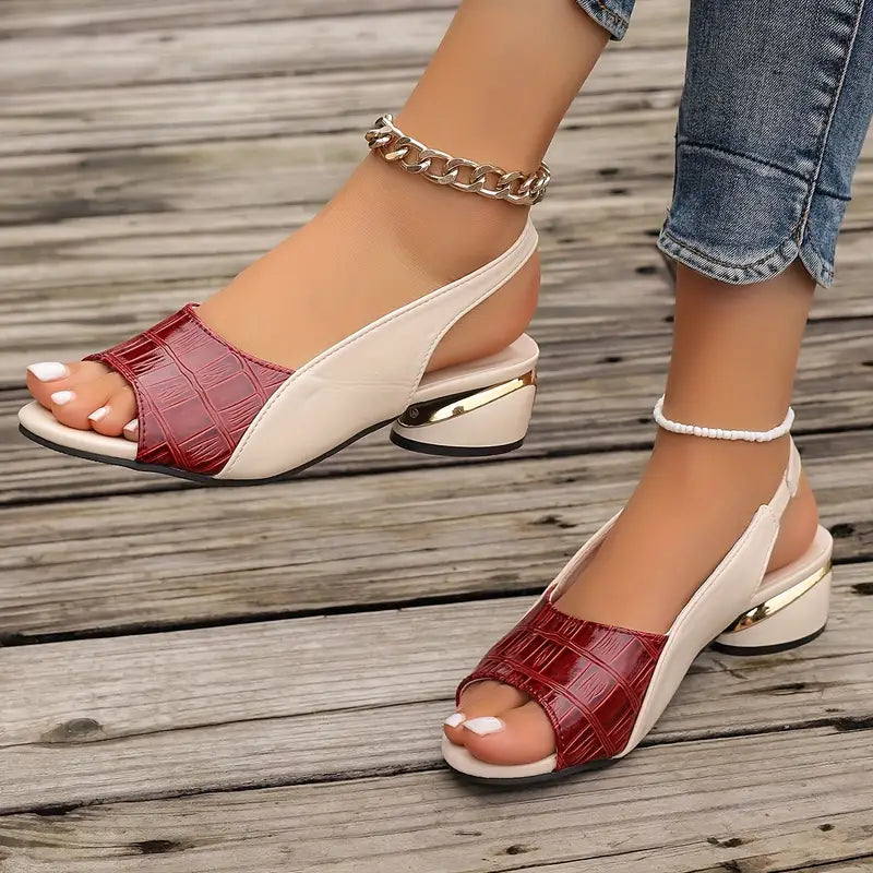 Liora | Sandales Compensées Effet Croco & Bout Ouvert