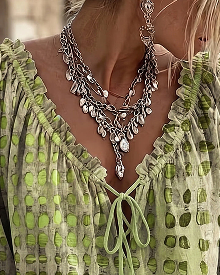 Iris™ | Blouse à Pois avec Col en V