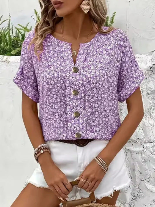 Jelena - Haut Floral Estival Élégant
