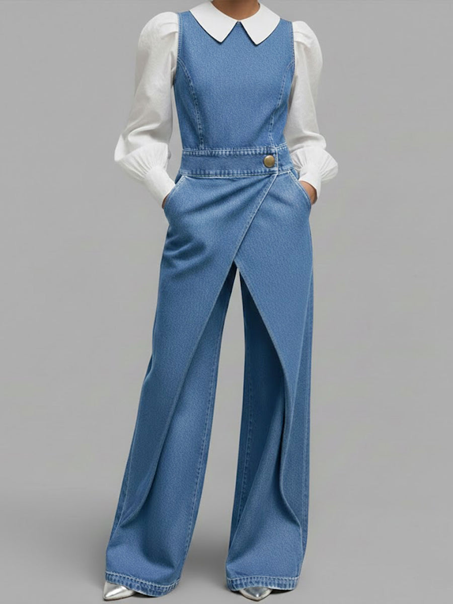 Chloé | Combinaison Denim Sans Manches Coupe Large