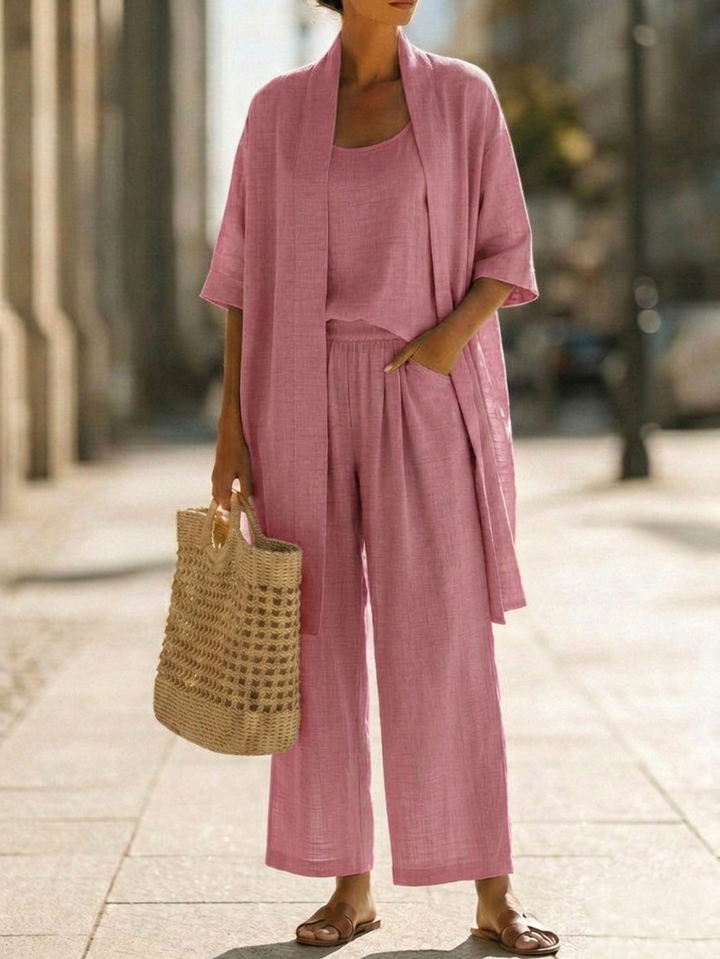 Elena™  | Ensemble Trois Pièces Minimaliste en Coton et Lin