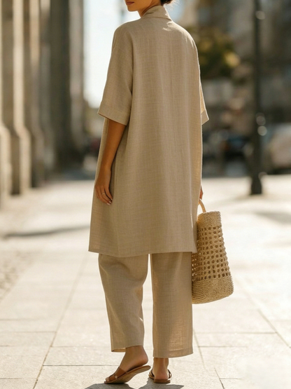 Elena™  | Ensemble Trois Pièces Minimaliste en Coton et Lin