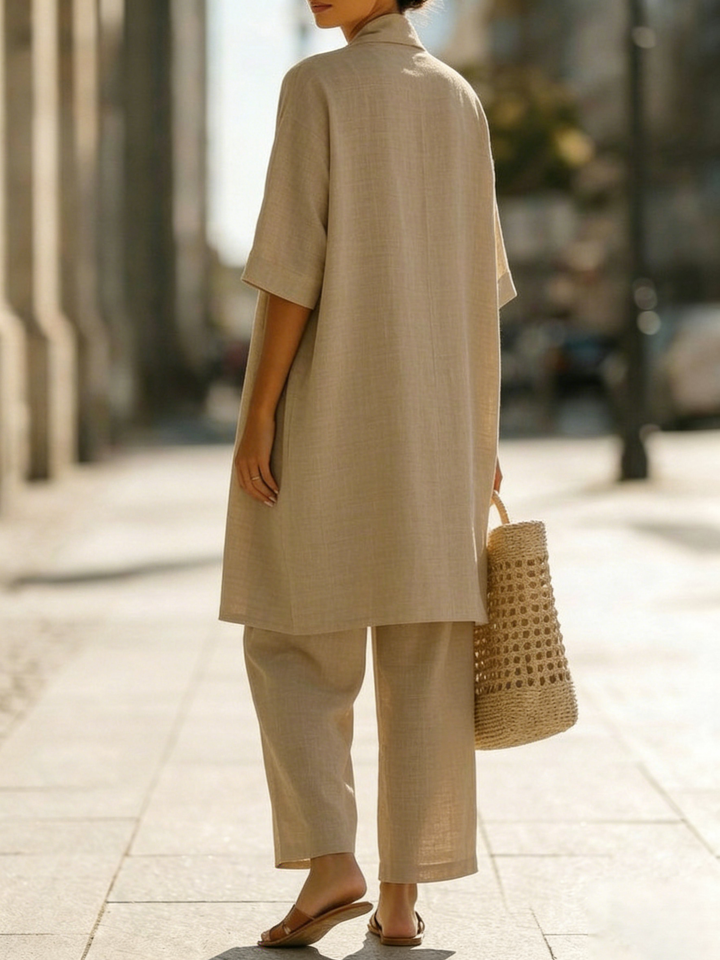 Elena™  | Ensemble Trois Pièces Minimaliste en Coton et Lin
