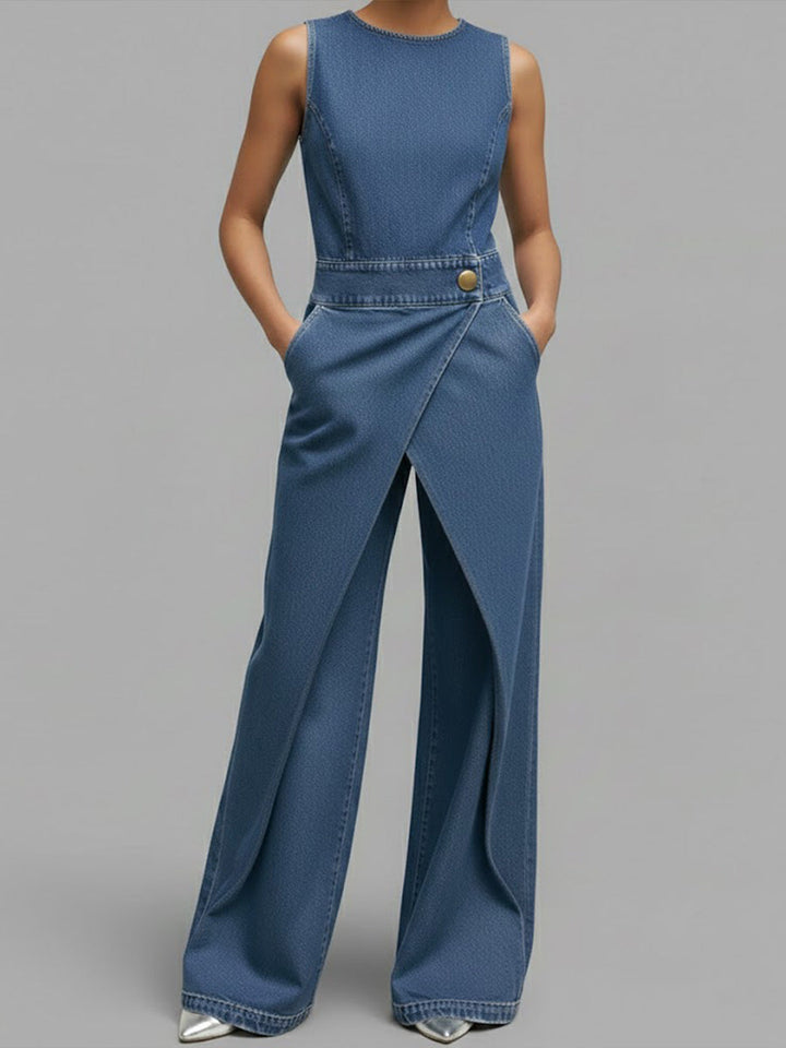 Chloé | Combinaison Denim Sans Manches Coupe Large