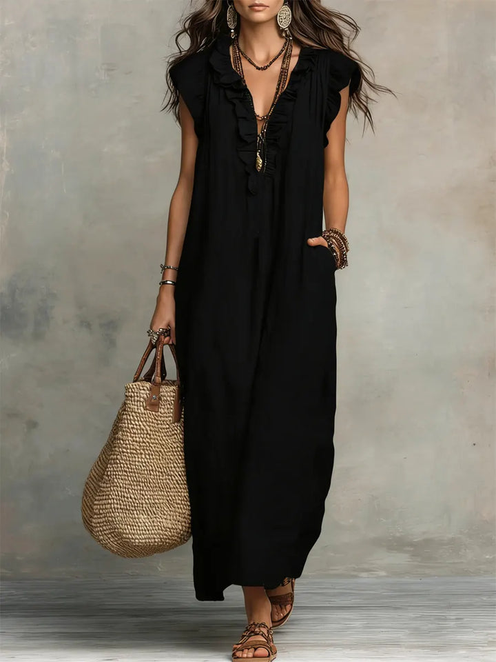 Celina™ | Robe Longue Bohème En Lin et Coton