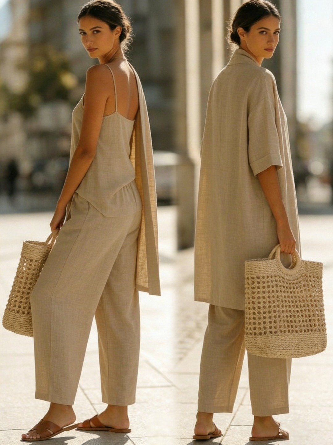 Elena™  | Ensemble Trois Pièces Minimaliste en Coton et Lin