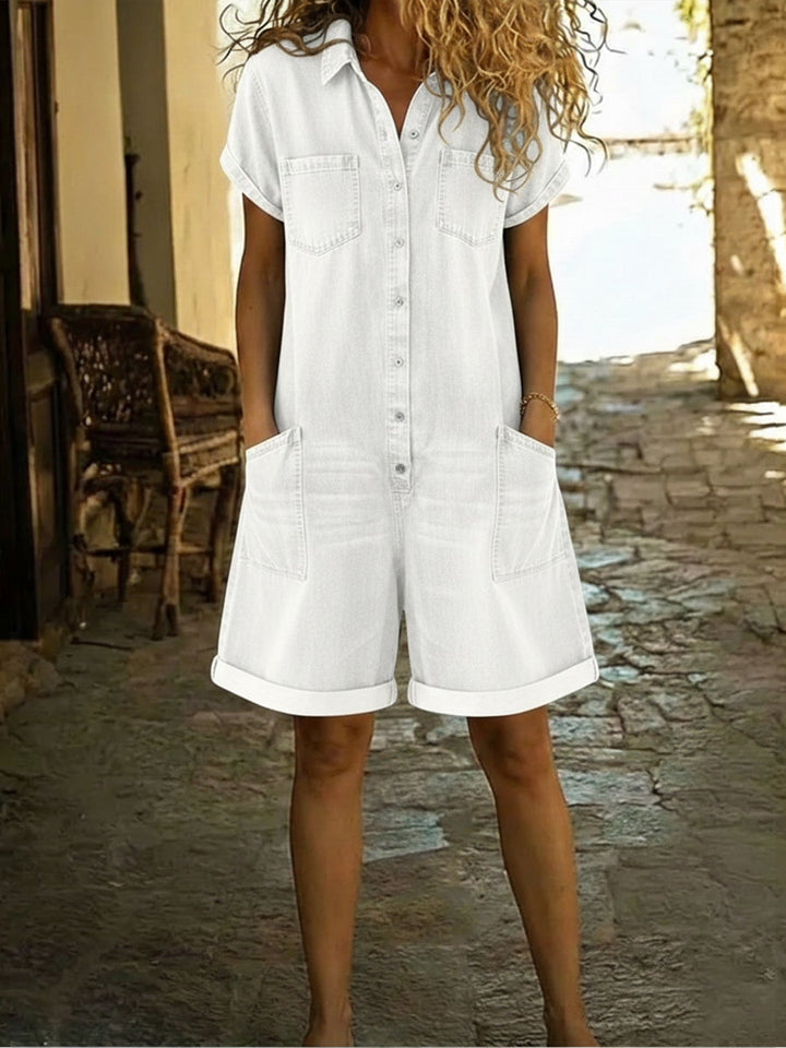 Solena | Combinaison Short Denim Décontractée